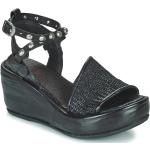 Sandales A.S.98 noires en cuir en cuir Pointure 41 avec un talon entre 7 et 9cm pour femme en promo 