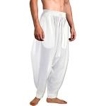 Pantalons taille élastique blancs patchwork respirants Taille L look hippie pour homme 
