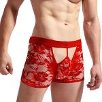 Boxers rouges en dentelle Taille XXL plus size look fashion pour homme 