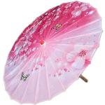 Parapluies japonais roses à motif papillons classiques pour femme 