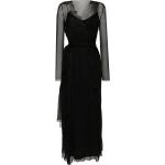 Robes de soirée longues Alberta Ferreti noires en dentelle à manches longues à col en V Taille XL pour femme 