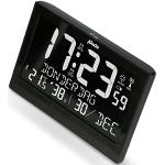 Alecto Grande Horloge Murale Numérique avec Thermomètre et Hygromètre - AK-70 Réveil Radio - Horloge Radio avec Affichage de la Température - Noir