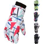 Paires de gants de ski blanches en velours enfant imperméables coupe-vents respirantes look fashion 