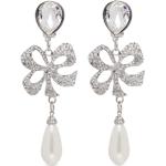 Boucles d'oreilles à clip Alessandra Rich grises en cristal à perles look chic pour femme 