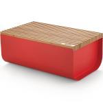 Alessi - Boîte à pain Mattina avec planche à découper, bambou / rouge