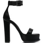Sandales de créateur Alexander McQueen noires en daim en cuir à bouts ouverts Pointure 40 pour femme 