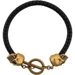 Bracelets de créateur Alexander McQueen noirs en cuir en cuir pour homme 