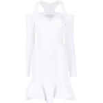 Robes en maille de créateur Alexander McQueen blanches en viscose à col en V pour femme 