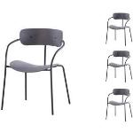 Chaises design Concept Usine gris foncé en métal en lot de 4 