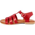 Sandales rouges en cuir en cuir Pointure 41 avec un talon jusqu'à 3cm pour femme en promo 