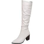 Moon boots blanches en toile à talons aiguilles à bouts pointus pour pieds larges à lacets Pointure 41 plus size look casual pour femme 