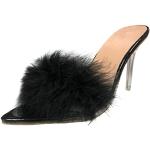 Escarpins noirs en cuir à bout ouvert à bouts ronds pour pieds larges Pointure 39 plus size look fashion pour femme 