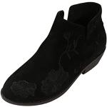 Desert boots noires en cuir à talons carrés à bouts pointus à lacets Pointure 38 look casual pour femme 
