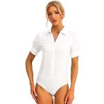 Chemises body Allegra K blanches à manches courtes Taille XS look casual pour femme 