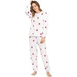 Pyjamas Allegra K blanc crème à effet léopard en flanelle à motif fraise Taille S look casual pour femme 