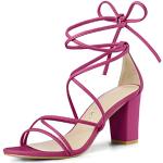 Sandales à talons Allegra K roses en caoutchouc à bouts ouverts Pointure 37 avec un talon entre 3 et 5cm look fashion pour femme 