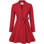 Manteaux d'hiver Allegra K rouge foncé en polyester avec ceinture à manches longues Taille XS look fashion pour femme 