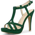 Sandales à talons Allegra K vert émeraude en caoutchouc à talons aiguilles à boucles Pointure 37 look fashion pour femme 