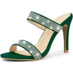 Sandales à talons Allegra K vert émeraude en caoutchouc à talons aiguilles à bouts ouverts Pointure 38 look fashion pour femme 