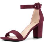 Sandales à talons Allegra K rouge bordeaux en caoutchouc à bouts ouverts Pointure 39 look fashion pour femme 