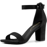 Sandales à talons Allegra K noires en caoutchouc à bouts ouverts Pointure 44 look fashion pour femme 