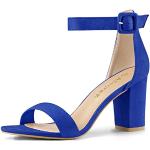 Sandales à talons Allegra K bleus foncé en caoutchouc à bouts ouverts Pointure 37 look fashion pour femme 