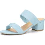 Sandales à talons Allegra K bleu ciel en caoutchouc à talons carrés à bouts ouverts Pointure 38 avec un talon jusqu'à 3cm look fashion pour femme 
