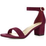Sandales à talons Allegra K rouge bordeaux en velours à talons carrés à bouts ouverts Pointure 40 look fashion pour femme 