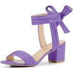 Sandales à talons Allegra K violettes en caoutchouc à bouts ouverts à lacets Pointure 39 avec un talon entre 5 et 7cm look fashion pour femme 