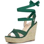 Sandales à talons Allegra K vert émeraude à lacets Pointure 41 look casual pour femme 