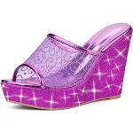 Sandales à talons Allegra K violettes à paillettes Pointure 37 look casual pour femme 