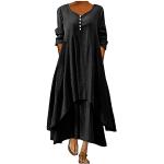Robes en dentelle vintage de mariage noires à pois à franges mi-longues à manches trois-quart à col bateau Taille XL plus size style bohème pour femme 