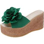 Sandales plates vertes respirantes à bouts ouverts Pointure 39 look fashion pour femme 
