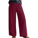 Pantalons de randonnée rouge bordeaux en toile Taille XL plus size coupe loose fit pour femme 
