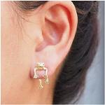 Boucles d'oreilles pendantes de soirée dorées à clous à motif animaux look vintage pour femme 