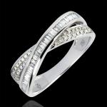 Alliances en diamant de mariage Edenly Saturne blanches en or blanc 18 carats pour femme en promo 