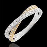 Alliances en diamant de mariage Edenly Saturne blanches en or jaune 18 carats pour femme en promo 