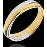 Alliances double de mariage Edenly Saturne blanches en or jaune 18 carats pour femme 