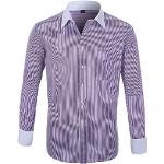 Chemises violettes à rayures rayées à manches longues Taille 4 XL look casual pour homme 