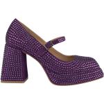 Sandales à talons Alma en Pena violettes en cuir à strass à bouts carrés à boucles Pointure 41 