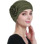 Turbans vert olive en fibre de bambou Tailles uniques look fashion pour femme en promo 