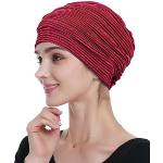 Turbans rouge bordeaux en fibre de bambou à volants Tailles uniques look fashion pour femme 