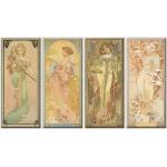 Alphonse Mucha Les Quatre Saisons | 1900 Reproduction Art Nouveau, Ensemble De 4 Panneaux Style Moderne, Impression Sur Toile, Art Mural, Tableau