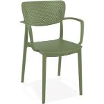ALTEREGO Chaise perforée avec accoudoirs 'TORINA' en matière plastique verte