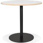 ALTEREGO Table bistrot ronde 'YOGI' blanche avec un pied en métal noir - Ø 80 cm