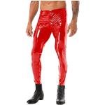 Pantalons en cuir rouges en cuir synthétique Taille M look fashion pour femme 