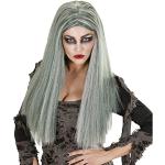 Amakando Longue Coiffure sorcière Perruque Longs Femme Zombie Gris Chevelure magicienne Accessoire de déguisement sorcière Cheveux de Mort-Vivant Dame Perruque d'halloween Femme