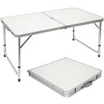 AMANKA Table de Camping Pique-Nique Pliable réglable en Hauteur 120x60x70cm en Aluminium Pliant Format Mallette Gris Clair