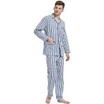 Pyjamas bleus à rayures en coton Taille XXL look fashion pour homme en promo 