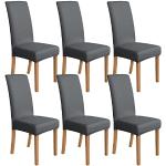Housses de chaise gris foncé à rayures extensibles en lot de 6 